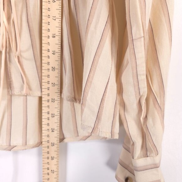 NWOT Free People Caitlin Top Beige Striped Tie Front Boho Blouse Size XS/TP - Picture 9 of 16